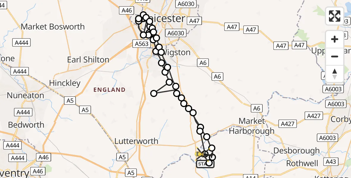Flight route Police Helicopter Welford - Sulby, 17 June 2026, 16:24