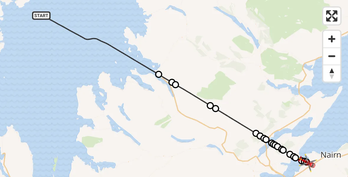 Flight route Air Ambulance Helicopter Inner Seas - Inverness Airport, 17 June 2026, 17:33
