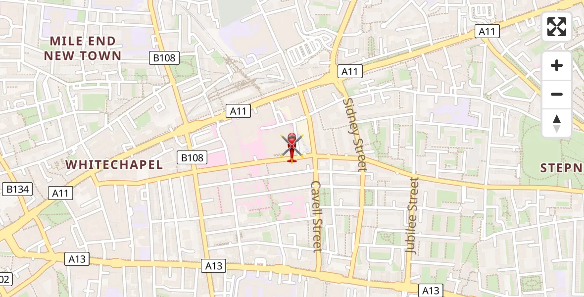 Flight route Air Ambulance Helicopter Royal London Hospital - Royal London Hospital, 17 June 2026, 17:53