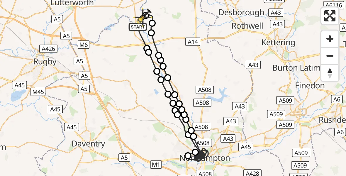 Flight route Police Helicopter Welford - Sulby, 17 June 2026, 18:56