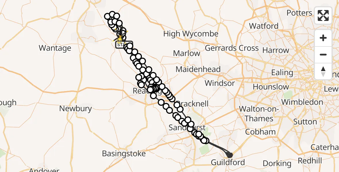 Flight route Police Helicopter Benson - Berrick Salome, 17 June 2026, 21:42