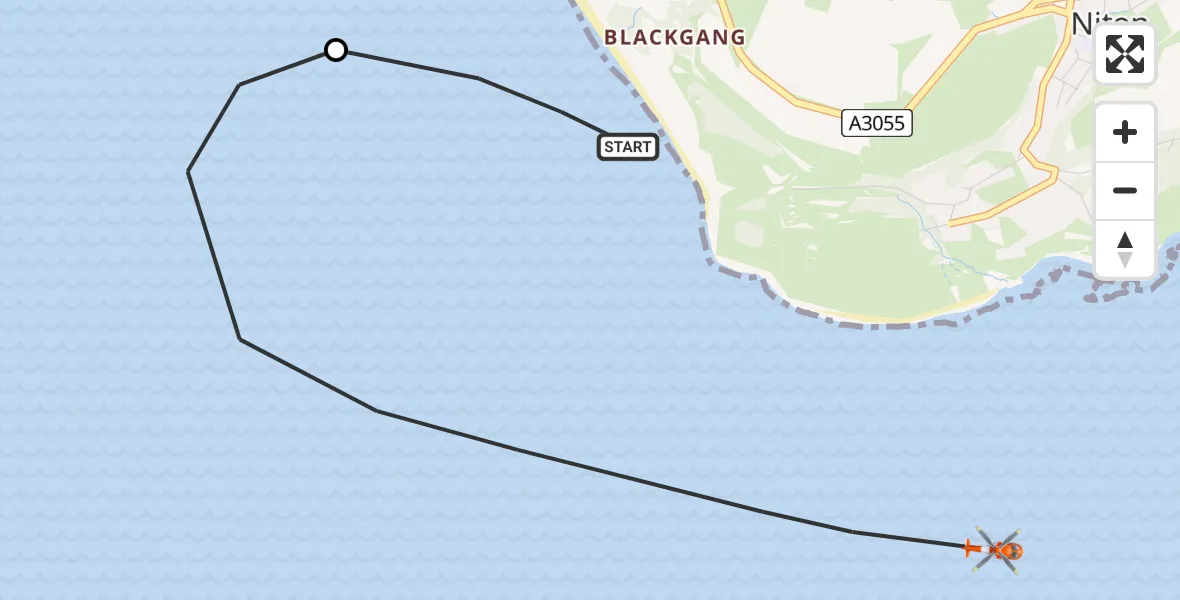Flight route Coastguard Helicopter Chale - Niton, 17 June 2026, 21:46