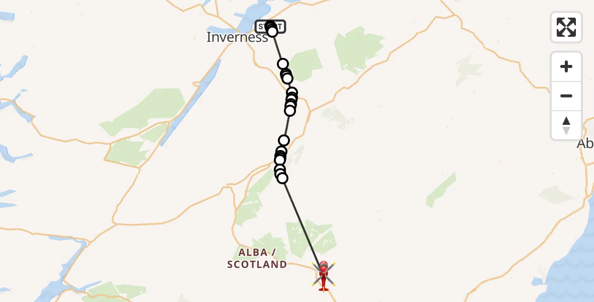 Flight route Air Ambulance Helicopter Croy - Moulin, 17 June 2026, 22:55
