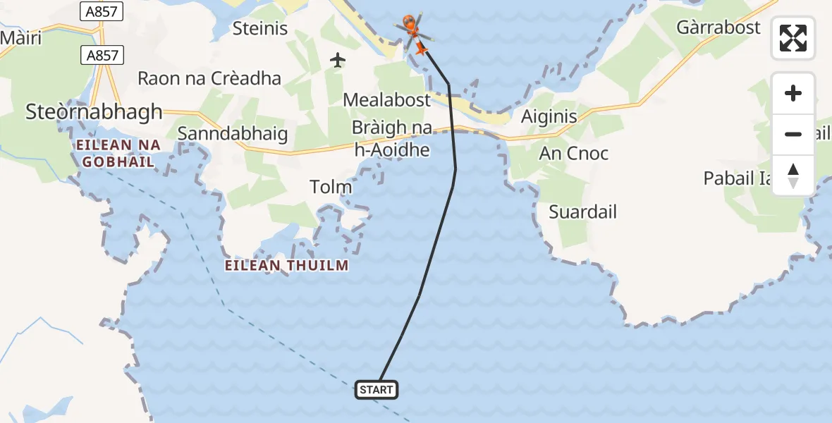 Flight route Coastguard Helicopter Inner Seas - Mealabost, 18 June 2026, 00:23