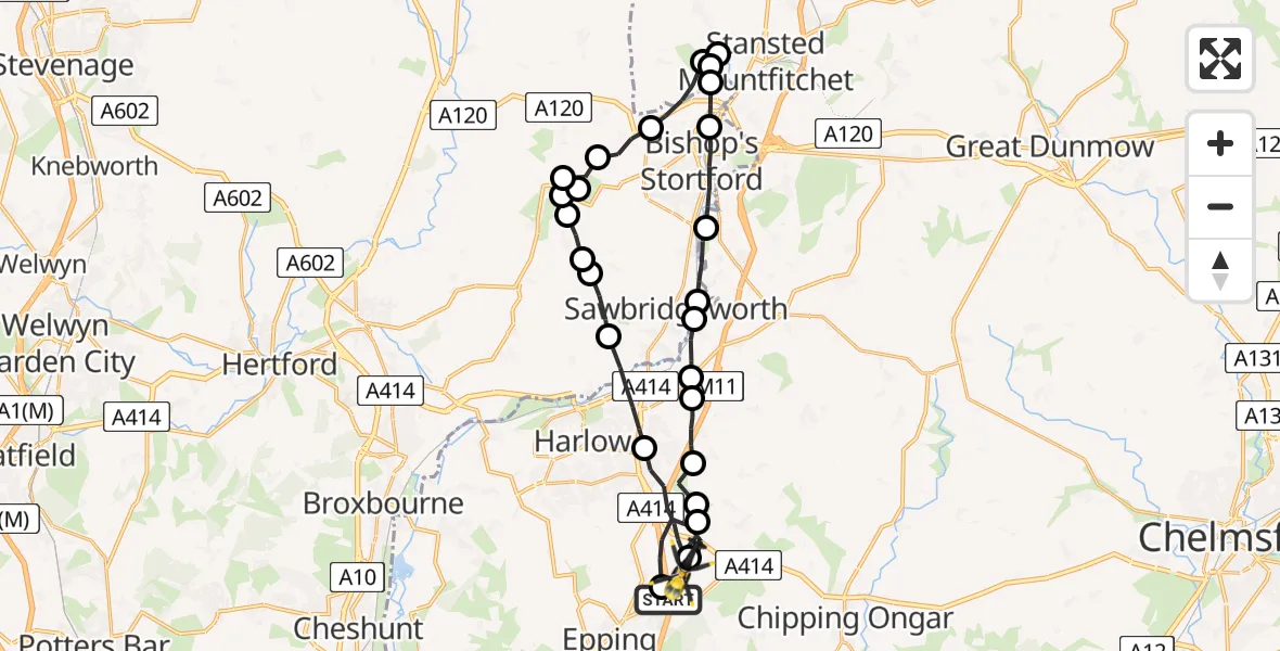 Flight route Police Helicopter North Weald Airfield - North Weald Airfield, 18 June 2026, 03:01