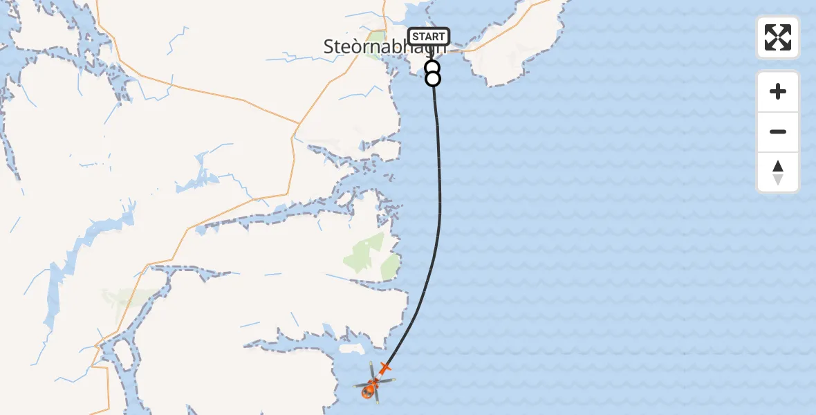 Flight route Coastguard Helicopter Stornoway Airport - Inner Seas, 18 June 2026, 08:27