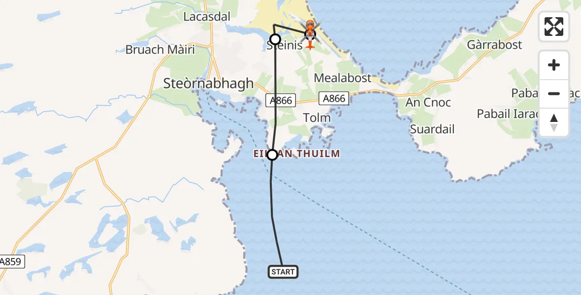 Flight route Coastguard Helicopter Inner Seas - Stornoway Airport, 18 June 2026, 10:36