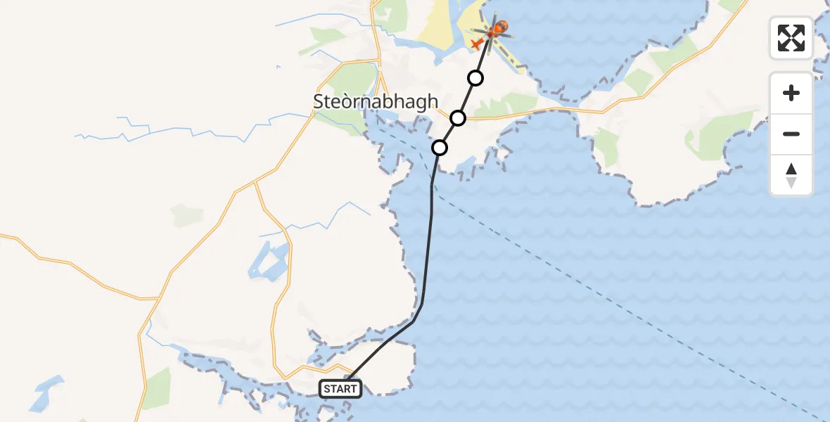 Flight route Coastguard Helicopter Inner Seas - Steinis, 18 June 2026, 12:21
