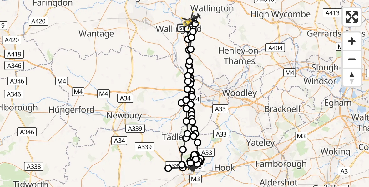 Flight route Police Helicopter RAF Benson - Ewelme, 18 June 2026, 13:01