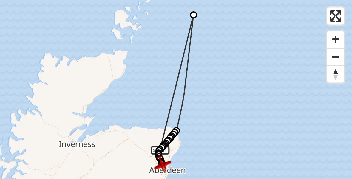 Flight route Air Ambulance Aircraft Aberdeenshire - Dyce and Stoneywood, 18 June 2026, 13:55