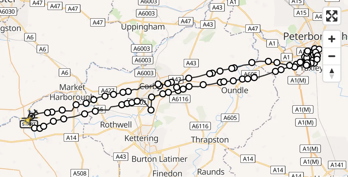 Flight route Police Helicopter Welford - Sulby, 18 June 2026, 15:37
