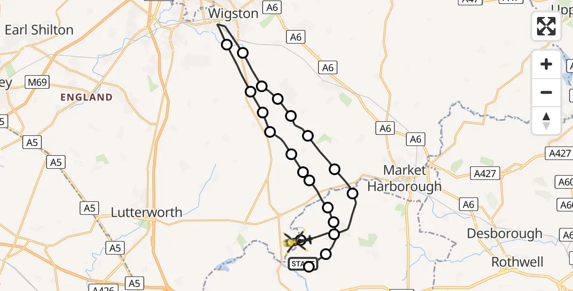 Flight route Police Helicopter Welford - Sulby, 18 June 2026, 17:32