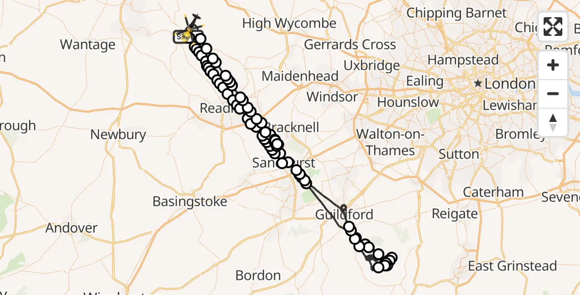 Flight route Police Helicopter RAF Benson - RAF Benson, 18 June 2026, 20:20