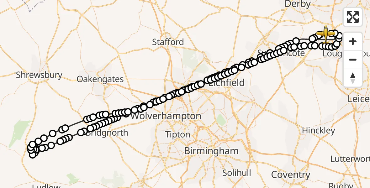 Flight route Police Aircraft East Midlands Airport - East Midlands Airport, 18 June 2026, 20:41
