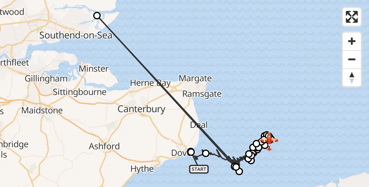 Flight route Coastguard Drone English Channel - Noordzee, 19 June 2026, 05:54