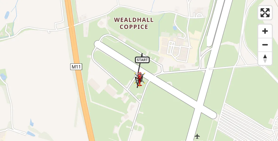 Flight route Air Ambulance Helicopter North Weald Airfield - North Weald Airfield, 19 June 2026, 07:37