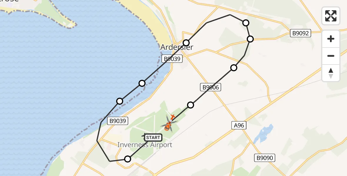 Flight route Coastguard Helicopter Inverness Airport - Inverness Airport, 19 June 2026, 09:00