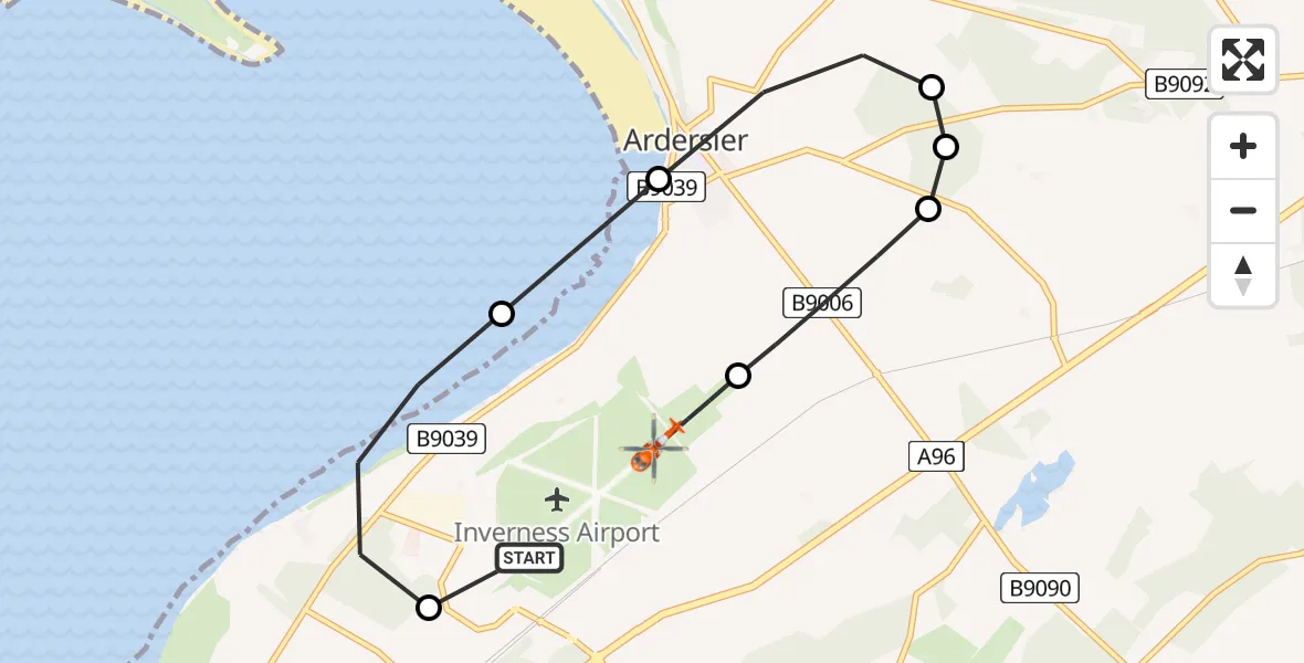 Flight route Coastguard Helicopter Inverness Airport - Inverness Airport, 19 June 2026, 09:09