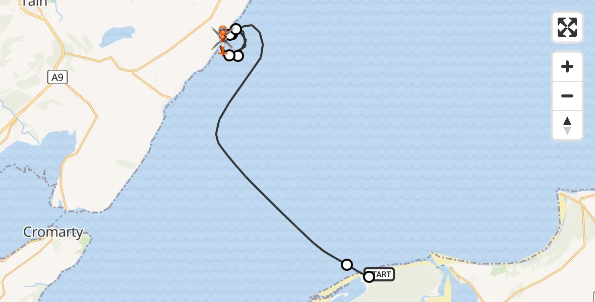 Flight route Coastguard Helicopter Buckie Loch - Hilton of Cadboll, 19 June 2026, 09:35