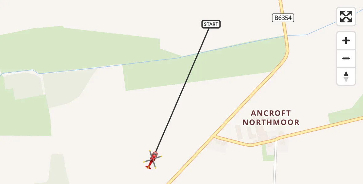Flight route Air Ambulance Helicopter Duddo - Duddo, 19 June 2026, 09:38