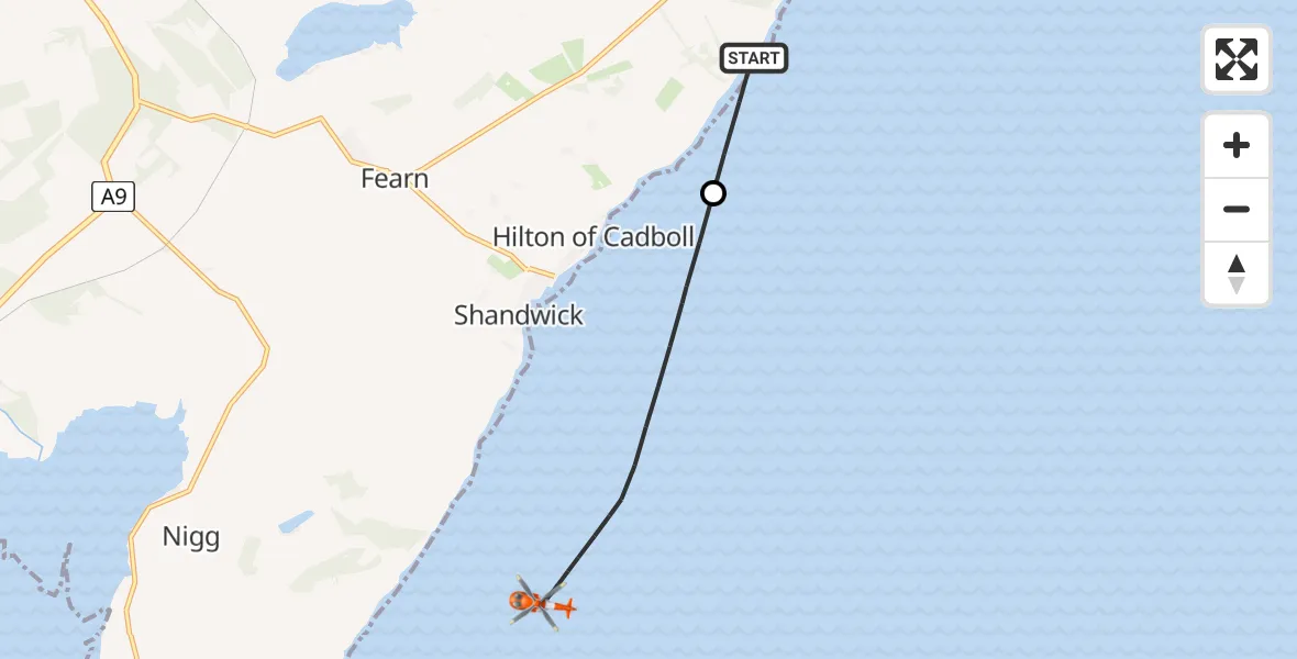 Flight route Coastguard Helicopter Hilton of Cadboll - North Sea, 19 June 2026, 09:53
