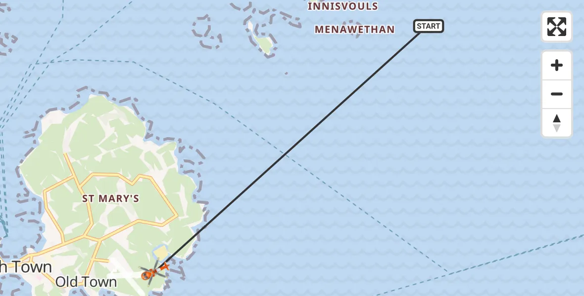Flight route Coastguard Helicopter North Atlantic Ocean - North Atlantic Ocean, 19 June 2026, 10:12
