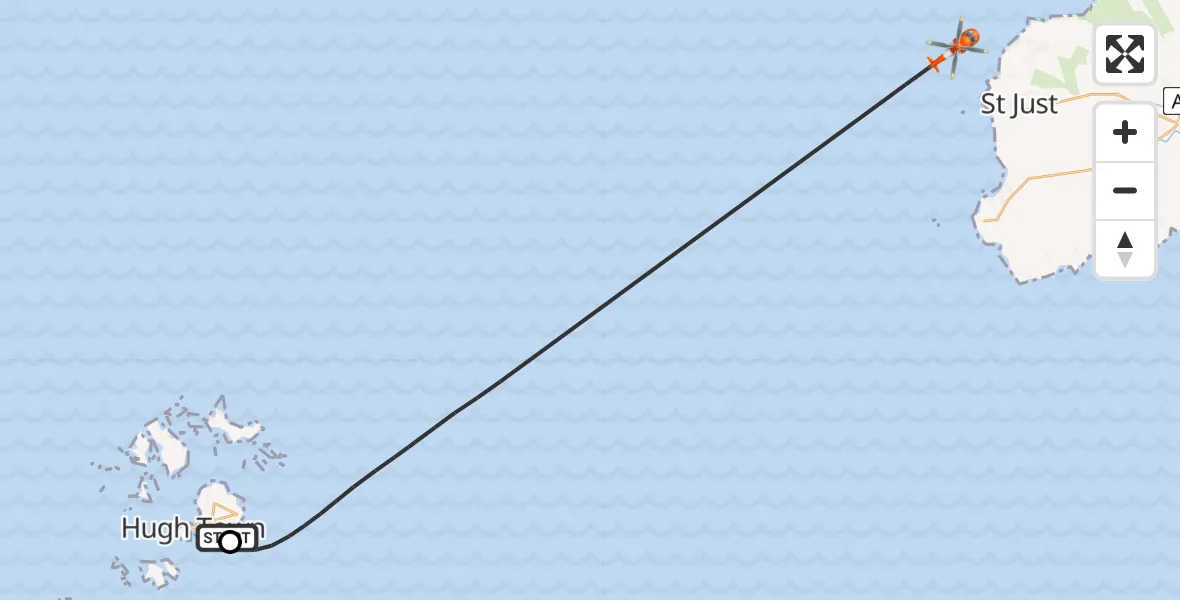 Flight route Coastguard Helicopter St. Mary's Airport - North Atlantic Ocean, 19 June 2026, 10:51