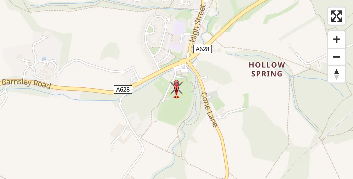 Flight route Air Ambulance Helicopter Barnsley - Barnsley, 19 June 2026, 10:57