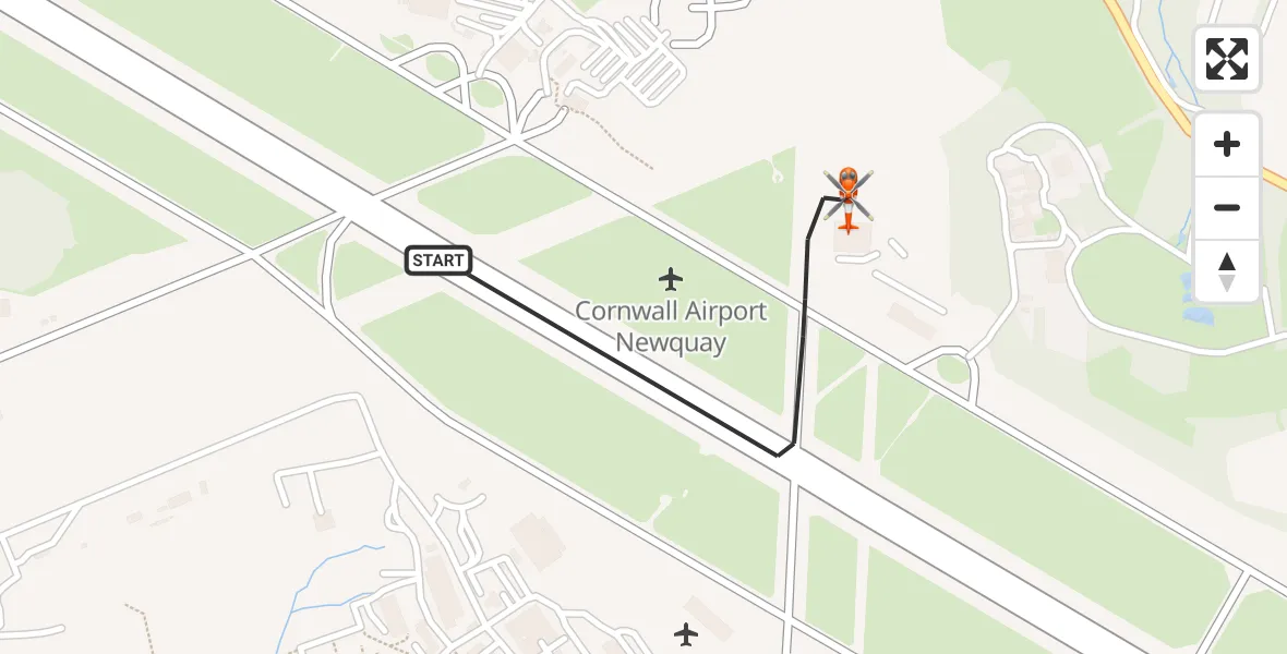 Flight route Coastguard Helicopter Cornwall Airport Newquay - Cornwall Airport Newquay, 19 June 2026, 11:16