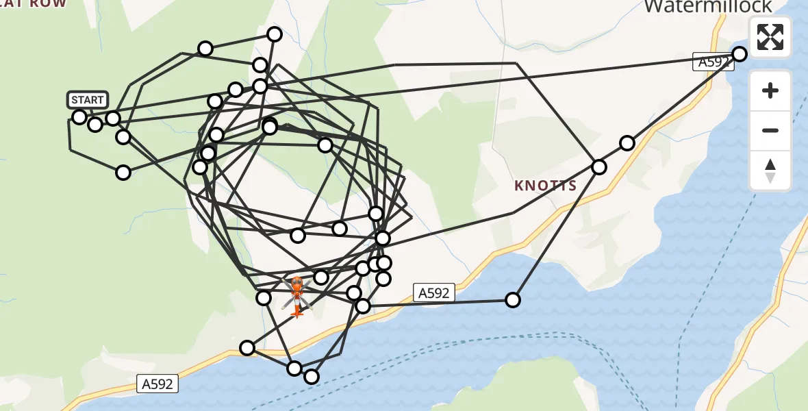 Flight route Coastguard Helicopter Matterdale End - Watermillock, 19 June 2026, 13:10