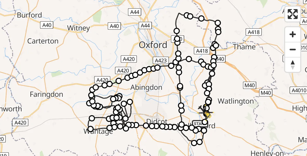 Flight route Police Helicopter Crowmarsh Gifford - Benson, 19 June 2026, 14:48