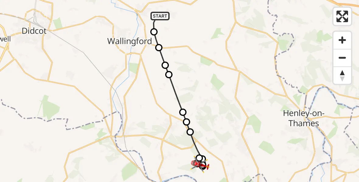Flight route Air Ambulance Helicopter RAF Benson - Whittles Farm Airstrip, 19 June 2026, 15:23