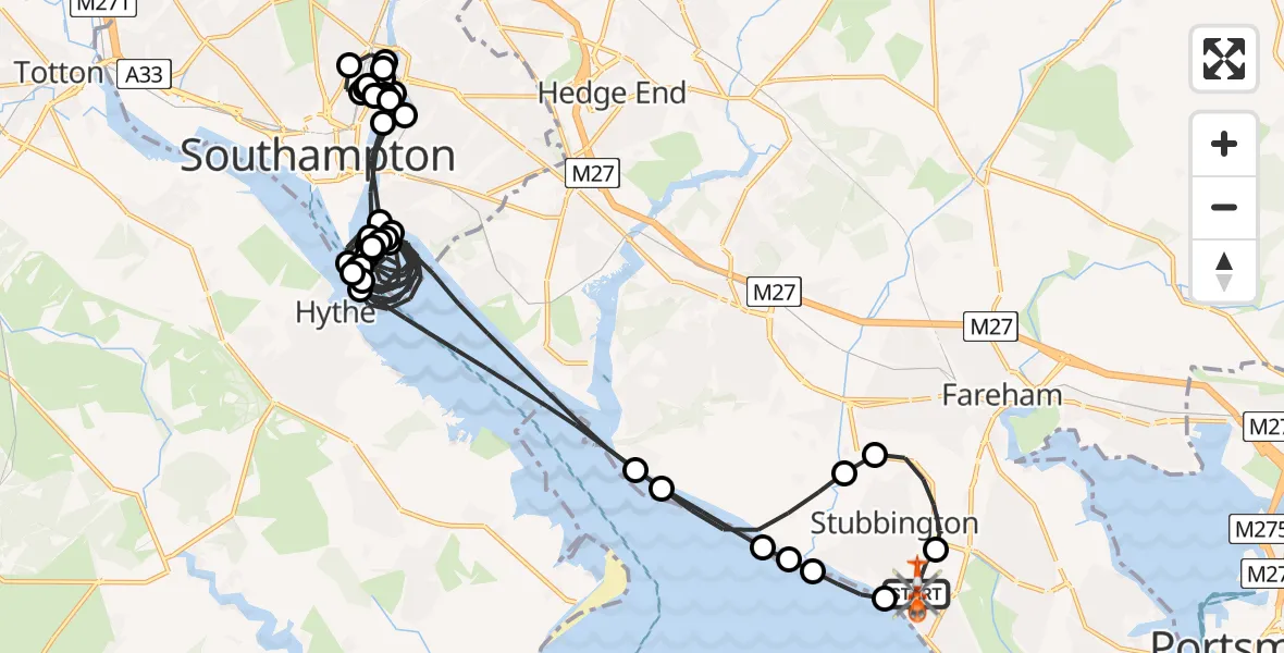 Flight route Coastguard Helicopter Solent Airport - Solent Airport, 19 June 2026, 15:28