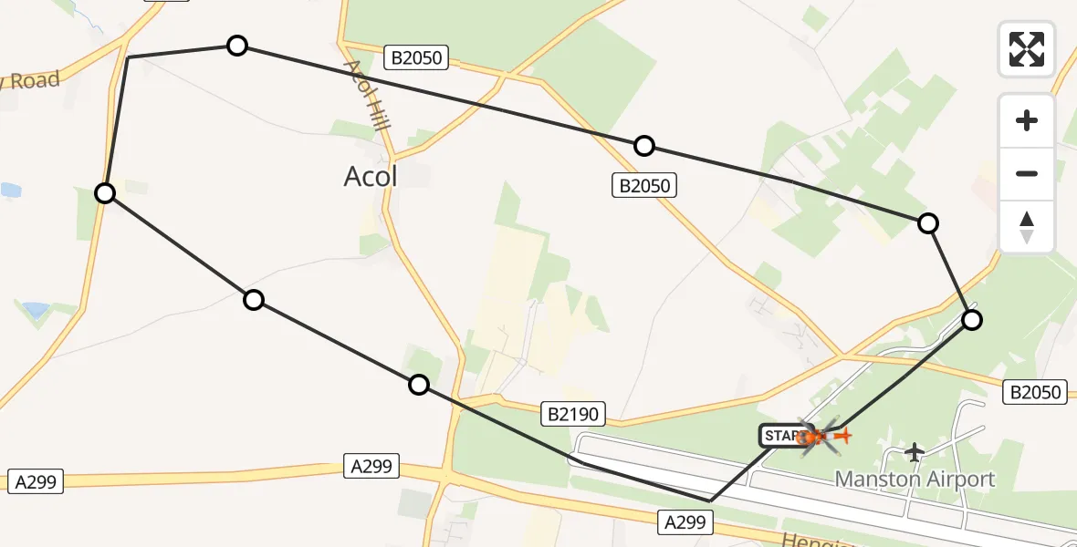 Flight route Coastguard Helicopter Manston Airport - Manston Airport, 19 June 2026, 15:58