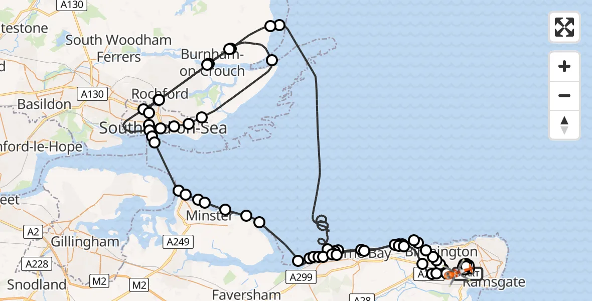 Flight route Coastguard Helicopter Manston Airport - Manston Airport, 19 June 2026, 16:18