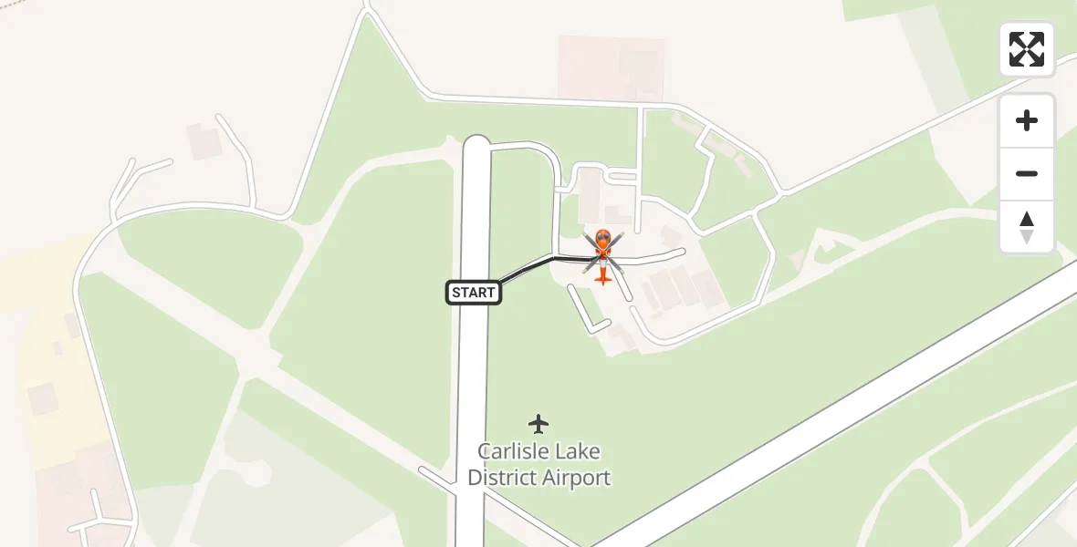 Flight route Coastguard Helicopter Carlisle Lake District Airport - Carlisle Lake District Airport, 19 June 2026, 17:57