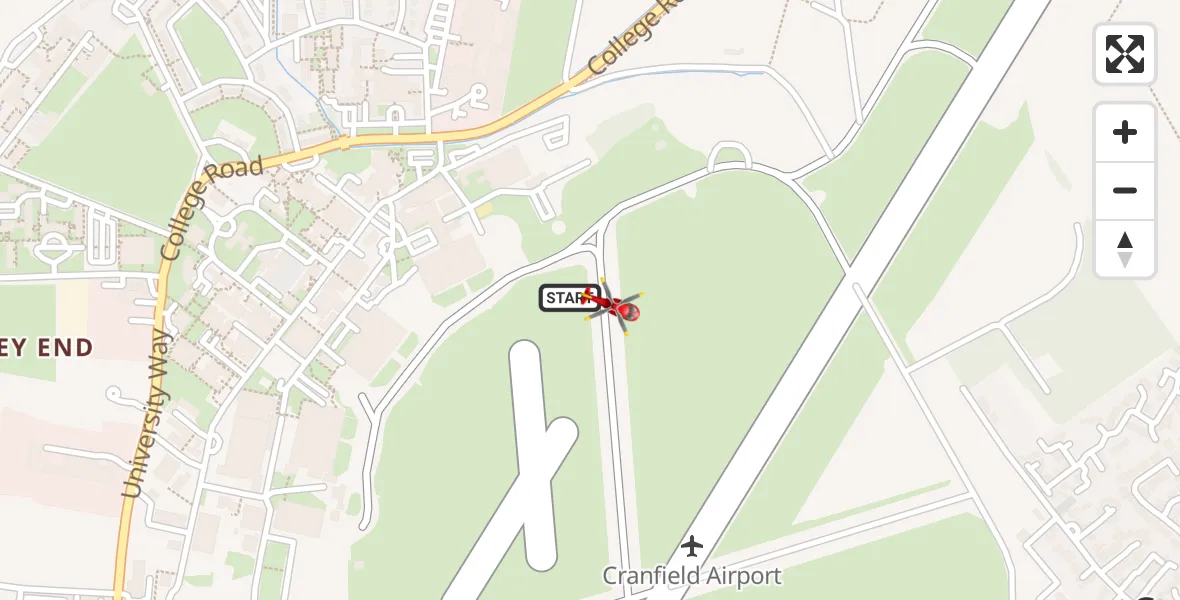 Flight route Air Ambulance Helicopter Cranfield Airport - Cranfield Airport, 19 June 2026, 20:17