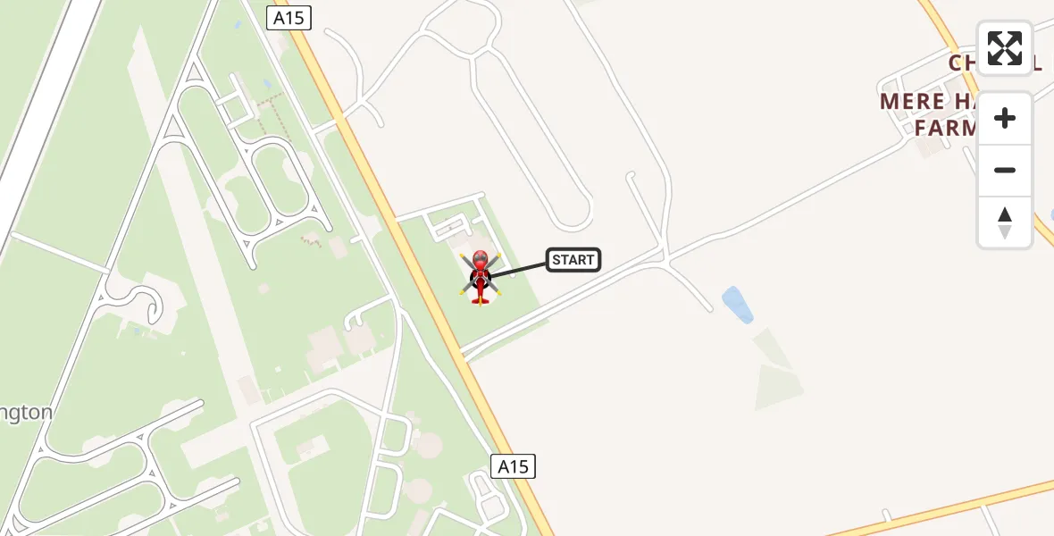 Flight route Air Ambulance Helicopter RAF Waddington - North Kesteven, 19 June 2026, 22:37