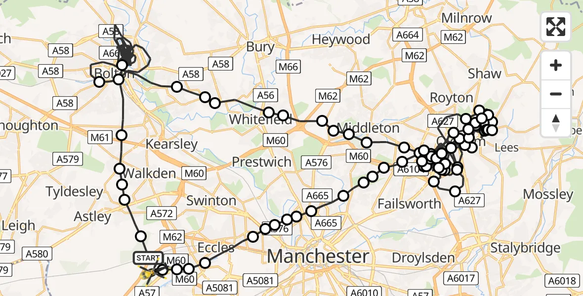 Flight route Police Helicopter Irlam - Manchester Barton Aerodrome, 20 June 2026, 01:59