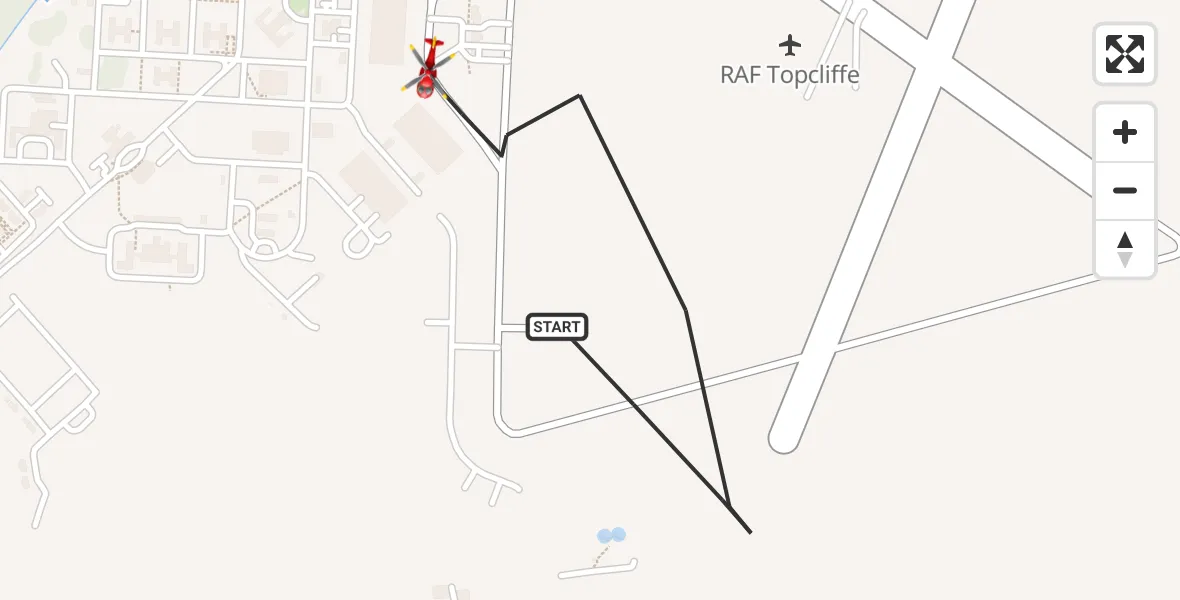 Flight route Air Ambulance Helicopter RAF Topcliffe - RAF Topcliffe, 20 June 2026, 08:29