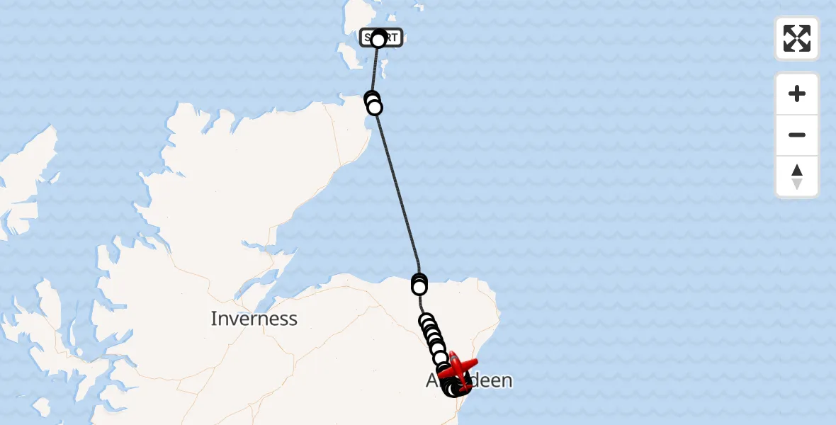 Flight route Air Ambulance Aircraft Fea - Aberdeen International Airport, 20 June 2026, 08:37