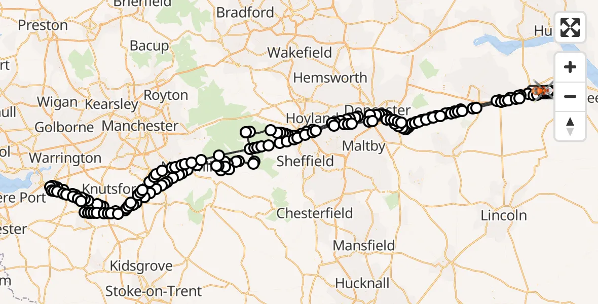 Flight route Coastguard Helicopter Humberside Airport - Great Limber CP, 20 June 2026, 08:59