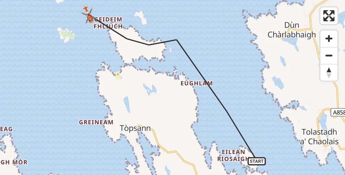 Flight route Coastguard Helicopter North Atlantic Ocean - North Atlantic Ocean, 20 June 2026, 09:19