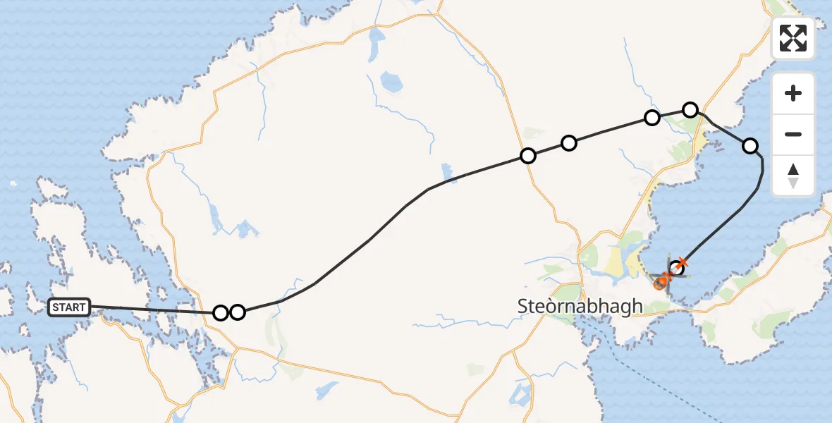 Flight route Coastguard Helicopter North Atlantic Ocean - Mealabost, 20 June 2026, 09:41