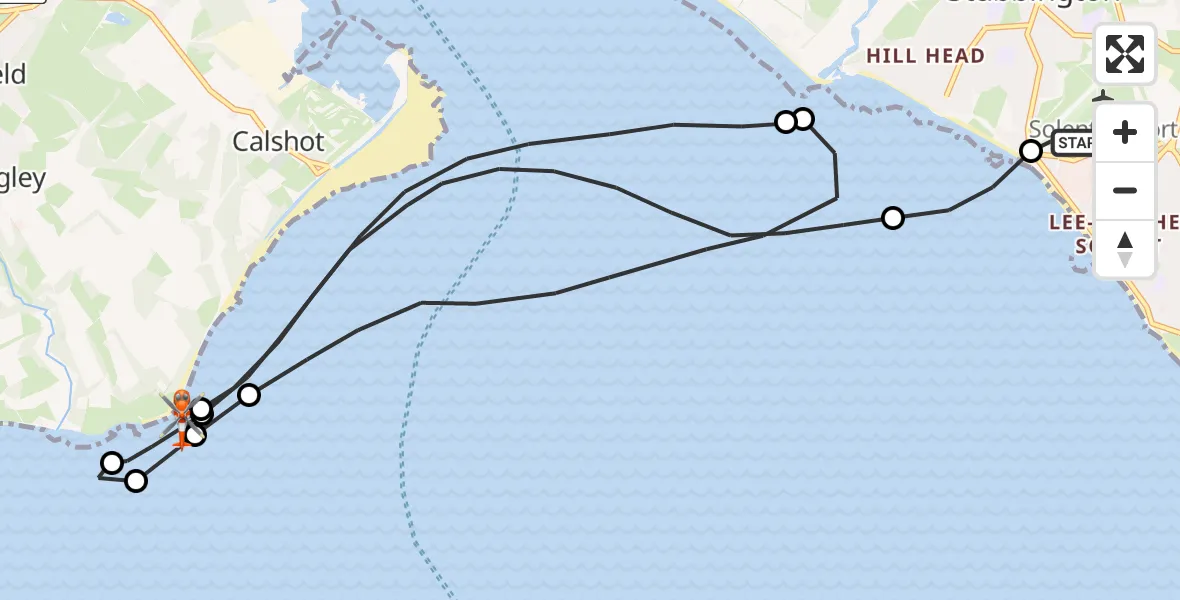 Flight route Coastguard Helicopter Solent Airport - Calshot, 20 June 2026, 10:16