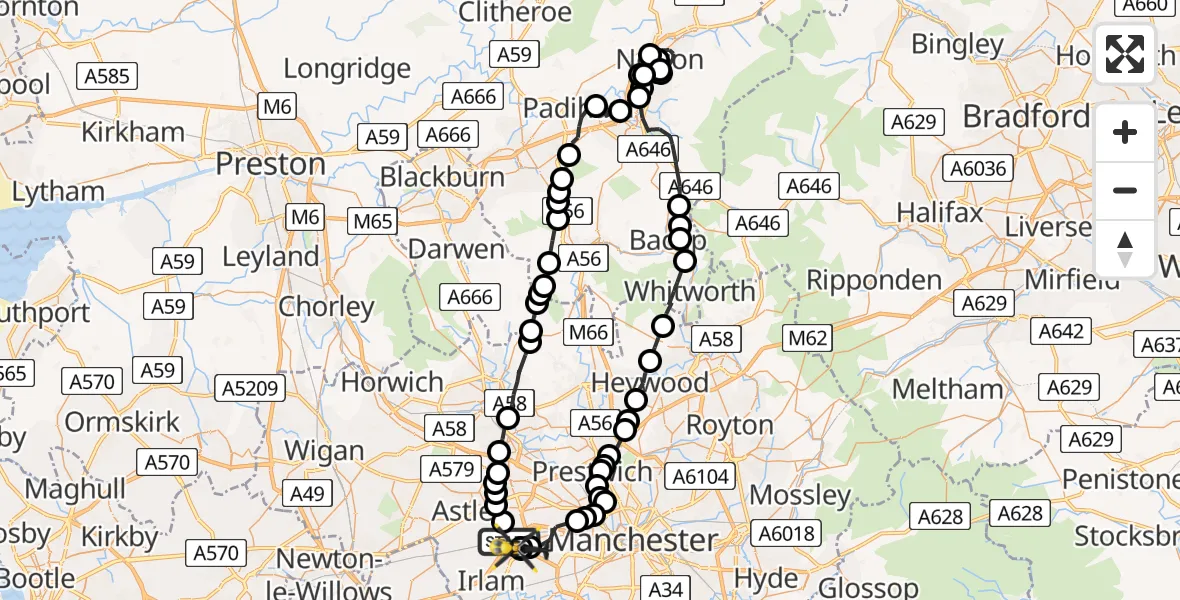 Flight route Police Helicopter Irlam - Irlam, 20 June 2026, 10:34