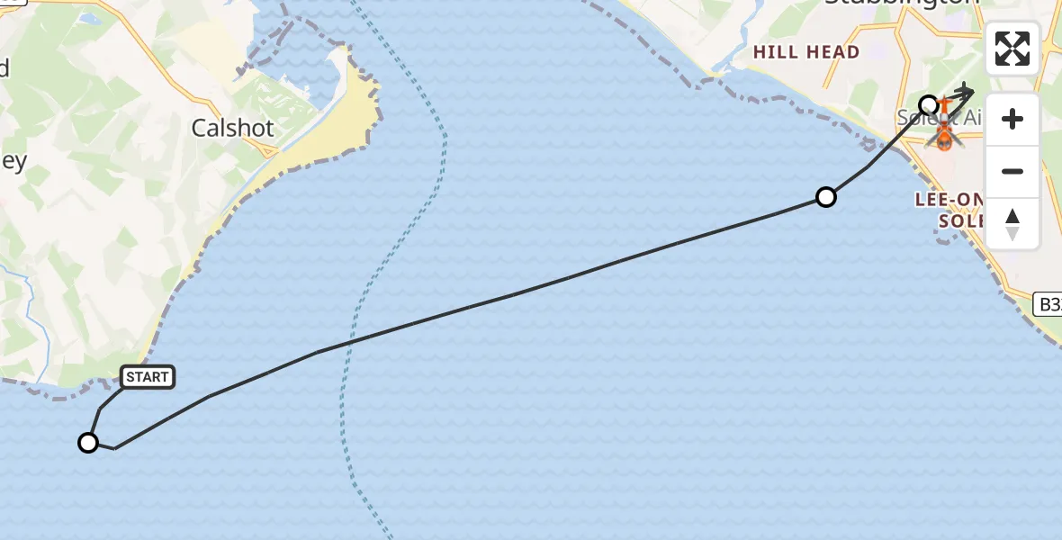 Flight route Coastguard Helicopter Calshot - Solent Airport, 20 June 2026, 10:41