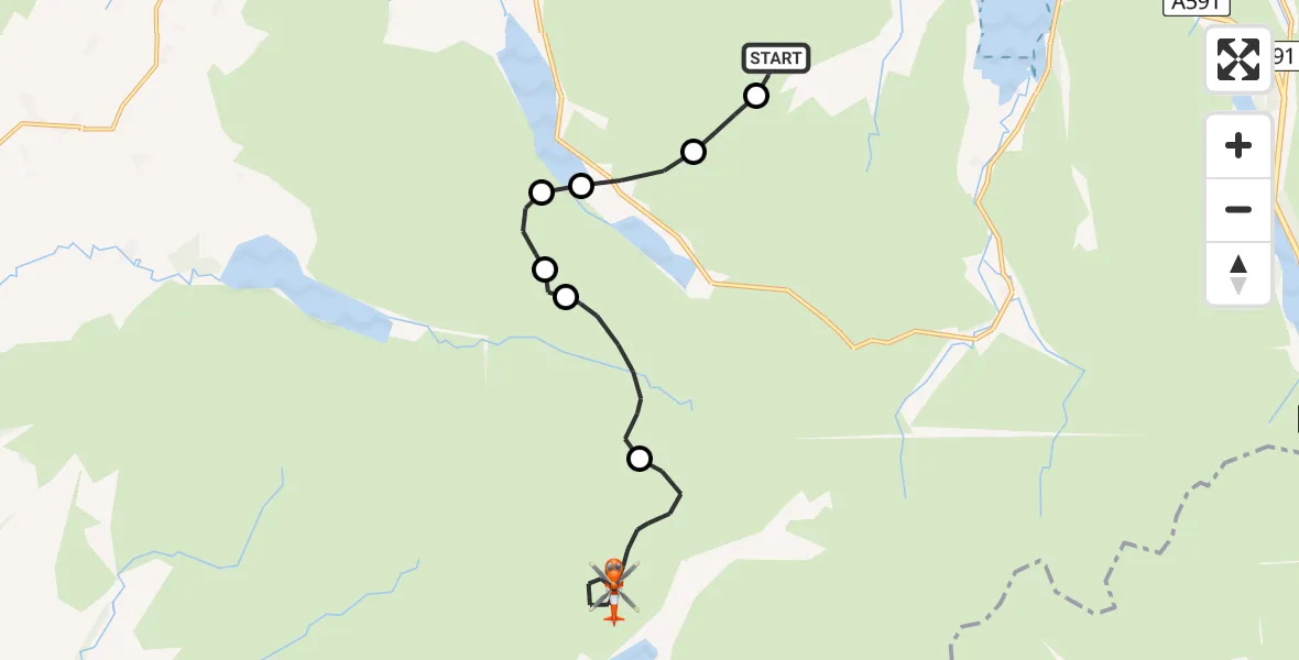 Flight route Coastguard Helicopter Stair - Wasdale, 20 June 2026, 12:57