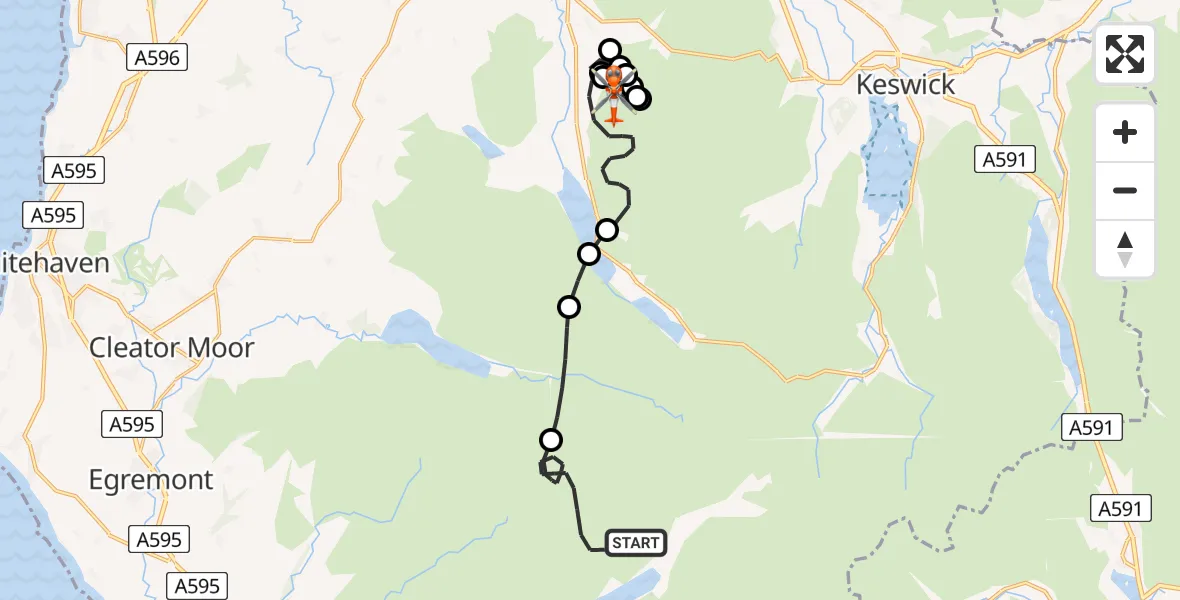 Flight route Coastguard Helicopter Wasdale - Buttermere, 20 June 2026, 13:14