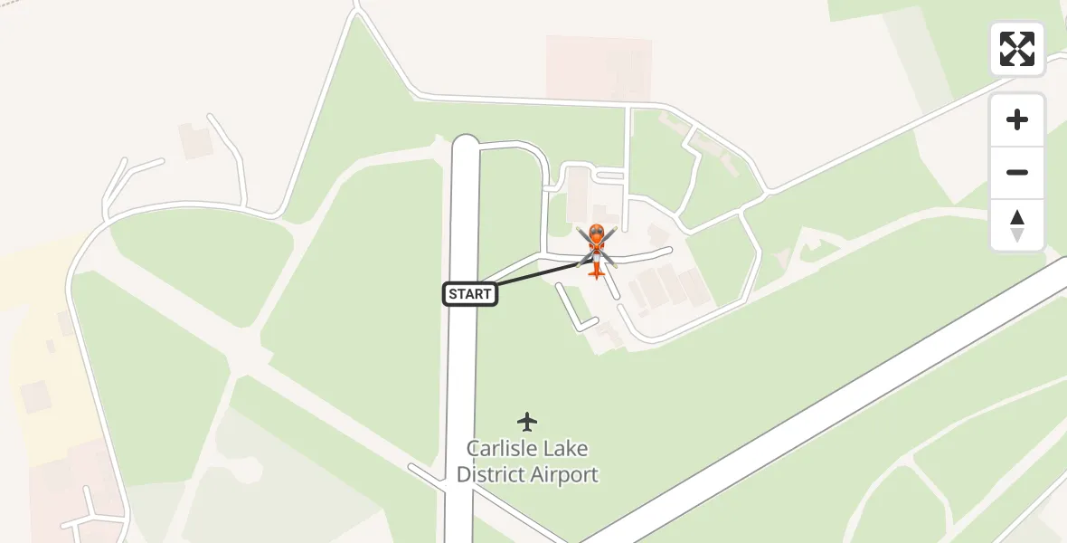 Flight route Coastguard Helicopter Carlisle Lake District Airport - Carlisle Lake District Airport, 20 June 2026, 14:09